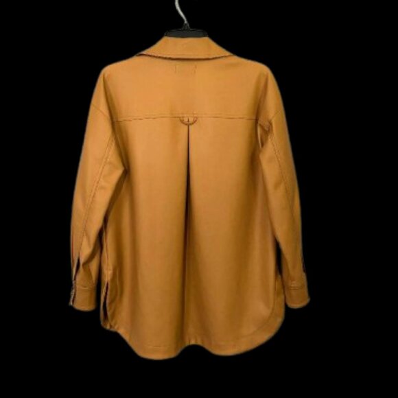 Anthropologie Maeve Faux Leather Camel/Tan Oversized Jacket Shirt NWOT - Picture 6 of 16